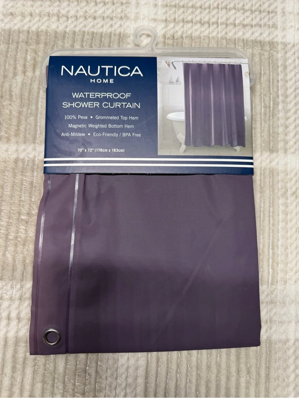 Nautica Waterproof Shower Curtain in Purple